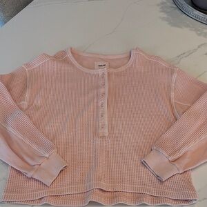 Aerie waffle material light pink shirt